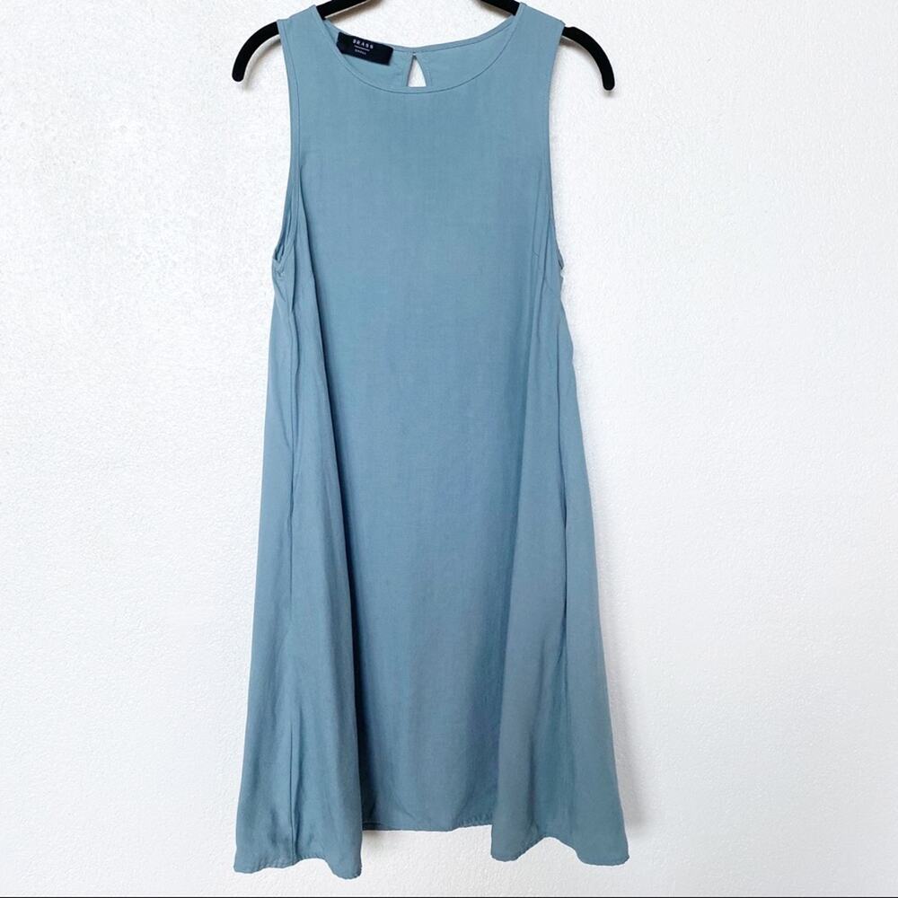 Brass Sleeveless Blue Swing Dress with Pockets Size Small
